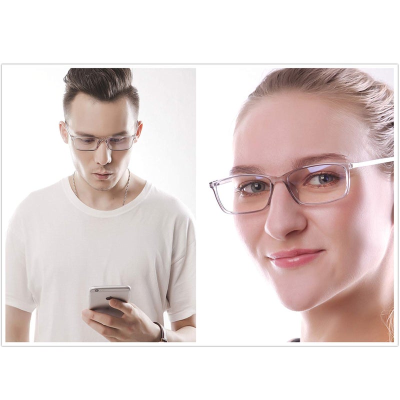 EyeYee Computer Glasses Blue Light Blocking Reader Gaming Screen Digital Eyeglasses Anti Glare Eye Strain Transparent Lens UV Light Weight for Women Men Essential Gaming Gear Magnification 0 - Image 3